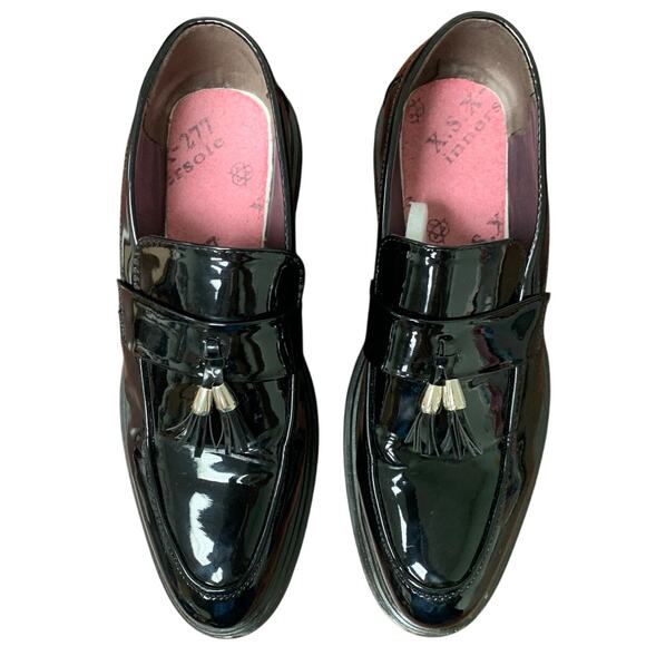 Mens Size 10 Shiny Black Faux Leather Slide On Formal Non Slip Loafer Shoes main image 9